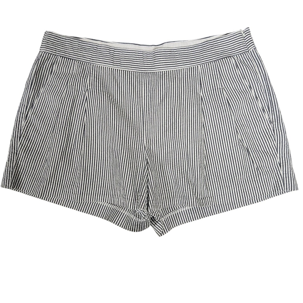 J.Crew Seersucker Shorts 3" Gray White Striped Pockets Side Zipper Womens Size 8
